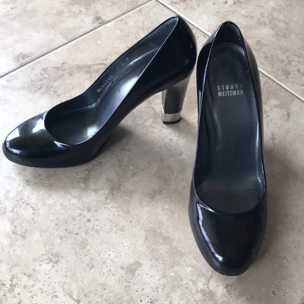 Stuart Weitzman Black Patent Leather Pumps Heels Size 7.5